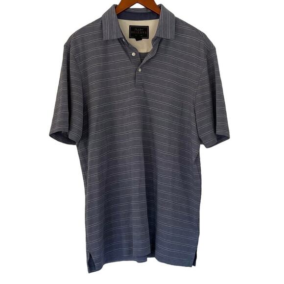 Jos. A. Bank Reserve Traditional Fit Short Sleeve Polo Shirt Blue/White Stripe M - Picture 1 of 11